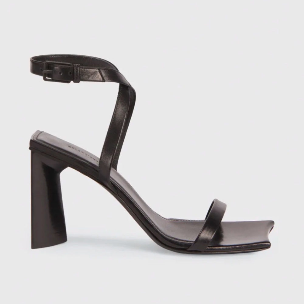 BALENCIAGA MOON LEATHER ANKLE-STRAP SANDALS IN BLACK SIZE EU 38/ US 8